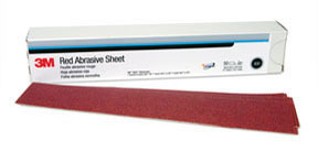 Red Abrasive Hookit Sheet, 2 3/4 in x 16 1/2 in, 40D, 25 sheets per box