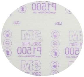 Red Abrasive Hookit Film Disc, 6 in, P1500, 25 discs per box