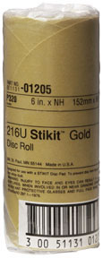6" Stikit Gold P320 Grade Sanding Discs - 75 Disc Roll