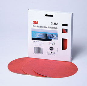 Red Abrasive Stikit Disc Value Pack, 6 in, P320, 25 discs per pack
