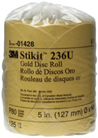 Stikit Gold Disc Roll 01428, 5", P80A, 125 discs/roll