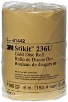 Stikit Gold Disc Roll 01442, 6", P100A, 125 discs/roll