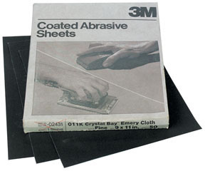 Emery Cloth Sheet 02431, 9" x 11", Fine, 50 sheets/sleeve