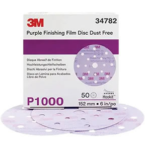 3M Hookit Purple Finishing Film Abrasive Disc 260L, 6 in, Dust Free, P1000