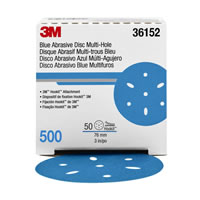 3M Hookit Blue Abrasive Disc Multi-hole, 3", 500 Grade