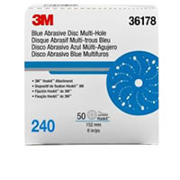 3M Hookit Blue Abrasive Disc Multi-hole, 6", 240 Grade