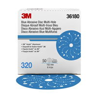 3M Hookit Blue Abrasive Disc Multi-hole, 6", 320 Grade