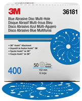 3M Hookit Blue Abrasive Disc Multi-hole, 6", 400 Grade