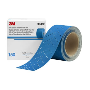 3M Hookit Blue Abrasive Sheet Roll Multi-hole, 2.75" x 13 yd, 150 Grade