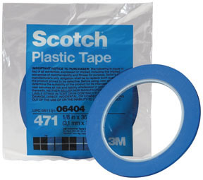 Scotch Plastic Tape 471 Blue, 1/2" x 36 yd