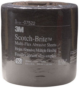 Scotch-Brite Multi-Flex Abrasive Sheet Roll 07522 Ultra Fine, 8" x 20'