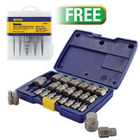 25 Pc. Hex Head Multi-Spline Screw Extractor Set w/PROMO 5 Pc. Spiral Flute Screw Extractor Set