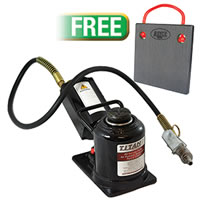 20 Ton Capacity Low Prof. Air/Hydraulic Bottle Jack w/PROMO Titan 12"x12"x1" Jack Plate, Non-Skid