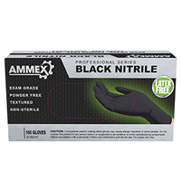 AMMEX Black Nitrile PF Exam Large Gloves