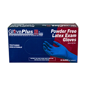 GlovePlus HD Blue Latex PF Exam Medium Gloves