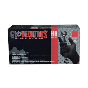 Gloveworks HD Black Nitrile PF Ind Medium Gloves