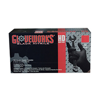 Gloveworks HD Black Nitrile PF Ind Medium Gloves