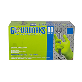 Gloveworks HD Green Nitrile PF Ind Large Gloves