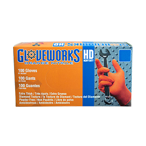 Gloveworks HD Orange Nitrile PF Ind Large Gloves