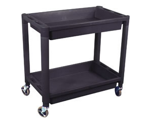 Heavy Duty Plastic 2-Shelf Utility Cart, Black