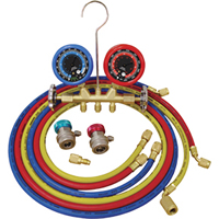 R12/R134a Deluxe Dual Brass A/C Manifold Gauge Set