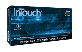 InTouch Powder Free 100% Nitrile Exam Gloves, Medium